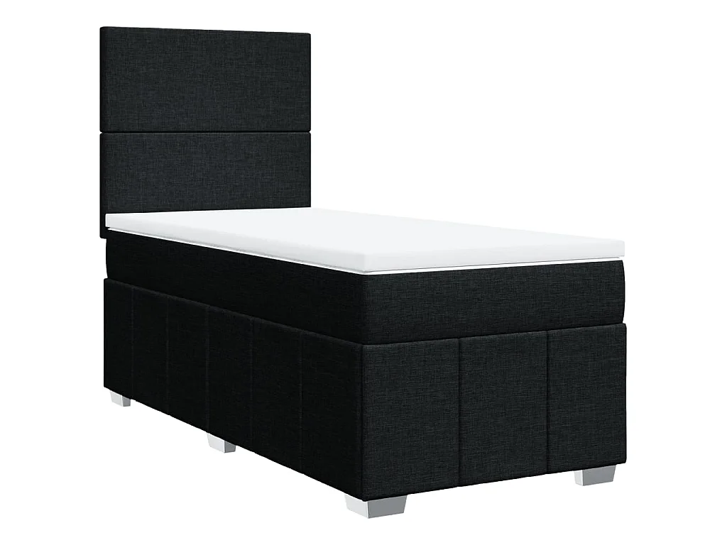 Sommier à lattes de lit et matelas Noir 80x200 cm Tissu