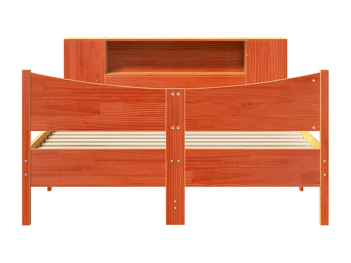 Cama sem colchão 135x190 cm madeira pinho maciça castanho-mel