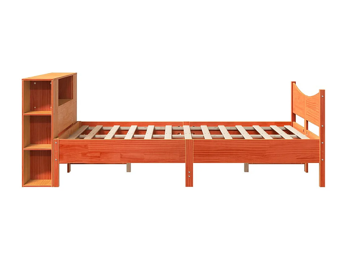 Cama sem colchão 135x190 cm madeira pinho maciça castanho-mel
