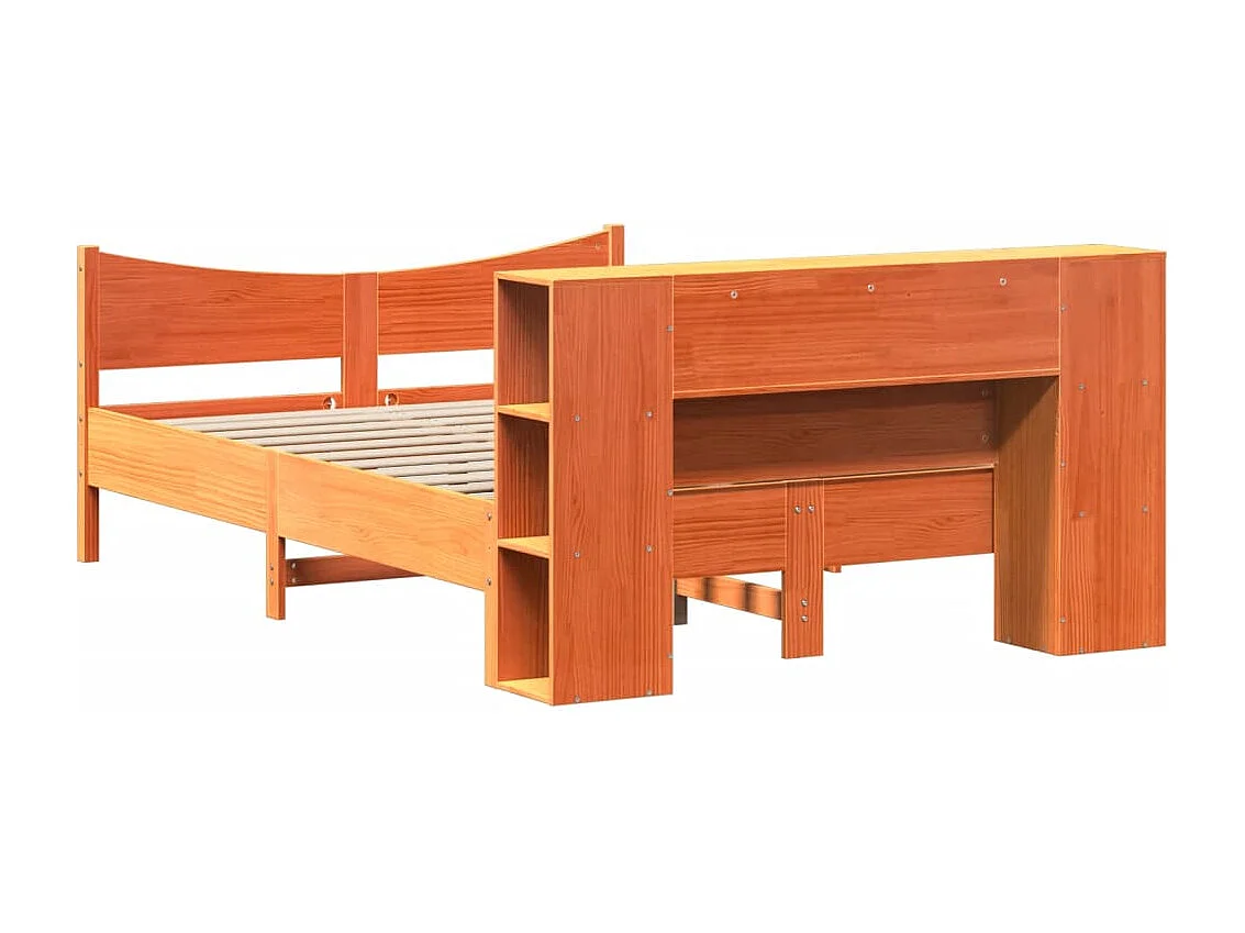 Cama sem colchão 135x190 cm madeira pinho maciça castanho-mel