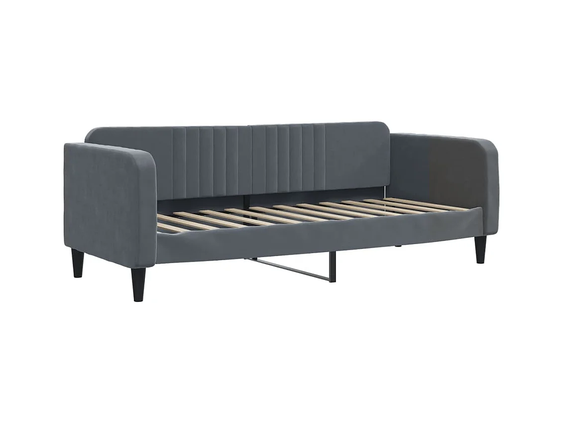 Tagesbett Ausziehbar mit Matratzen Dunkelgrau 80x200 cm Samt