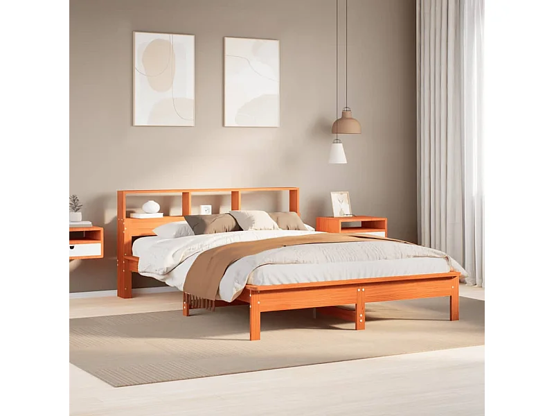 Bedframe zonder matras massief grenenhout wasbruin 135x190 cm