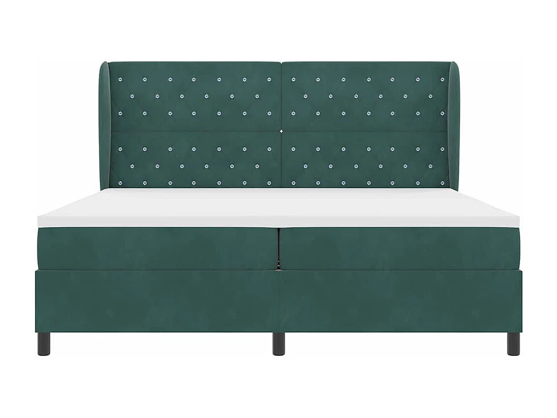 Lit à ressorts avec matelas Vert foncé 200 x 200 cm Polyester