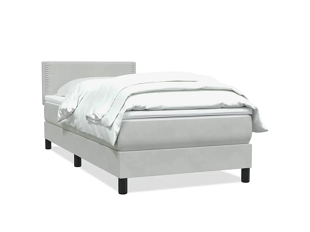 Cama com molas/colchão cinzento-claro 80x210 cm veludo