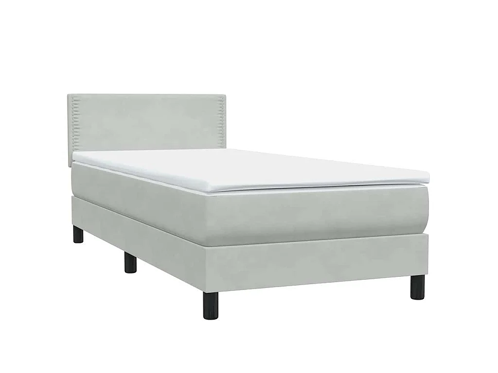 Cama com molas/colchão cinzento-claro 80x210 cm veludo