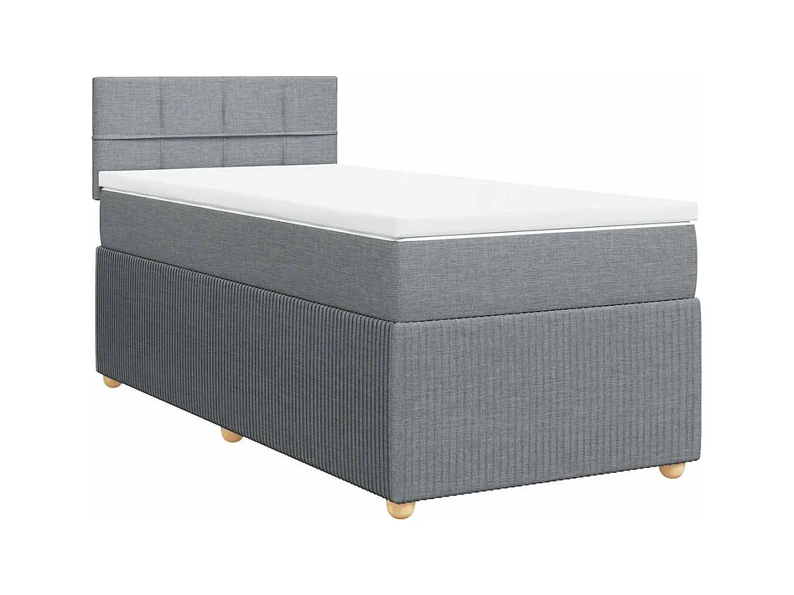 Boxspringbett mit Matratze Hellgrau 80x200 cm Stoff