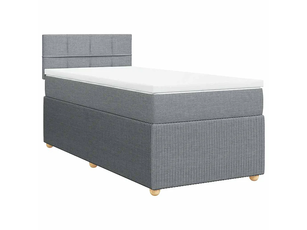 Boxspringbett mit Matratze Hellgrau 80x200 cm Stoff