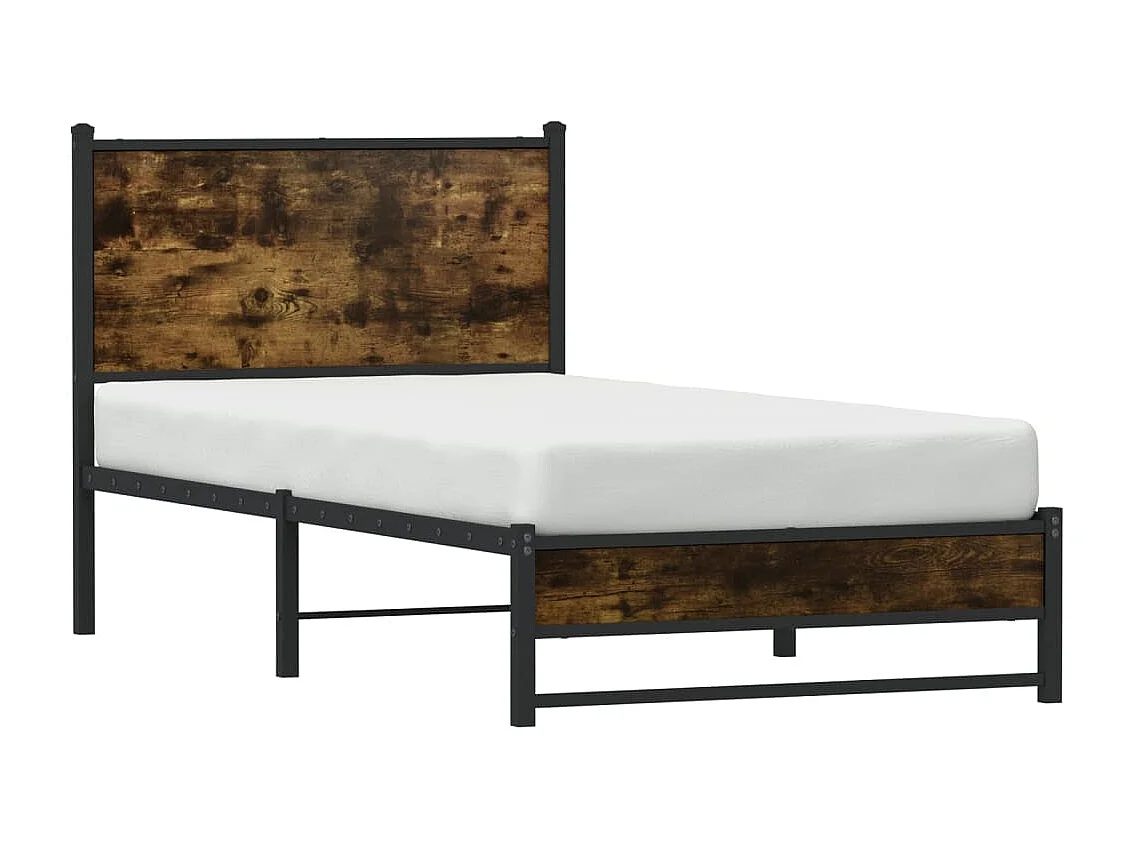 Metallbett ohne Matratze Räuchereiche 75x190 cm