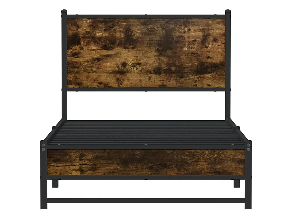 Cadre de lit en métal sans matelas chêne fumé 75x190 cm