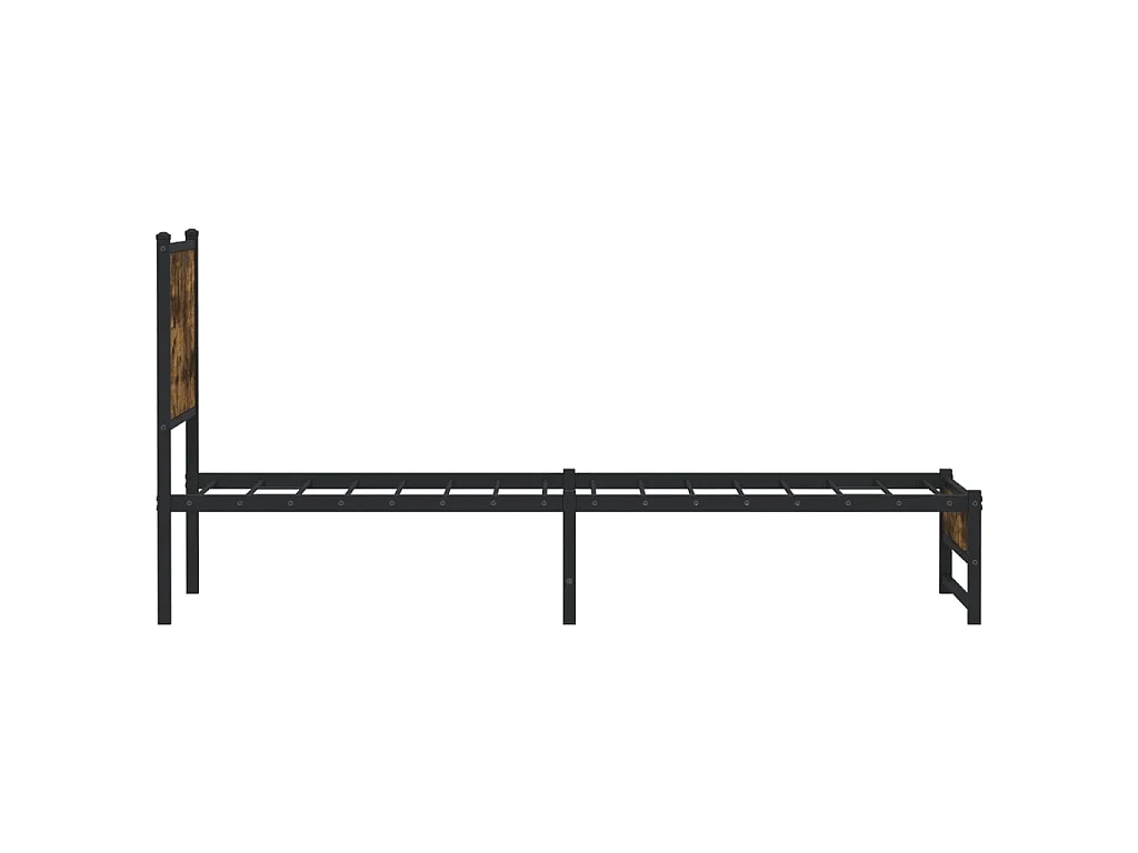 Cadre de lit en métal sans matelas chêne fumé 75x190 cm
