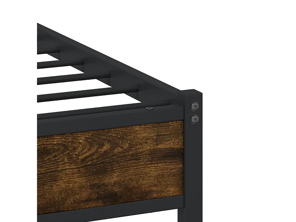 Cadre de lit en métal sans matelas chêne fumé 75x190 cm