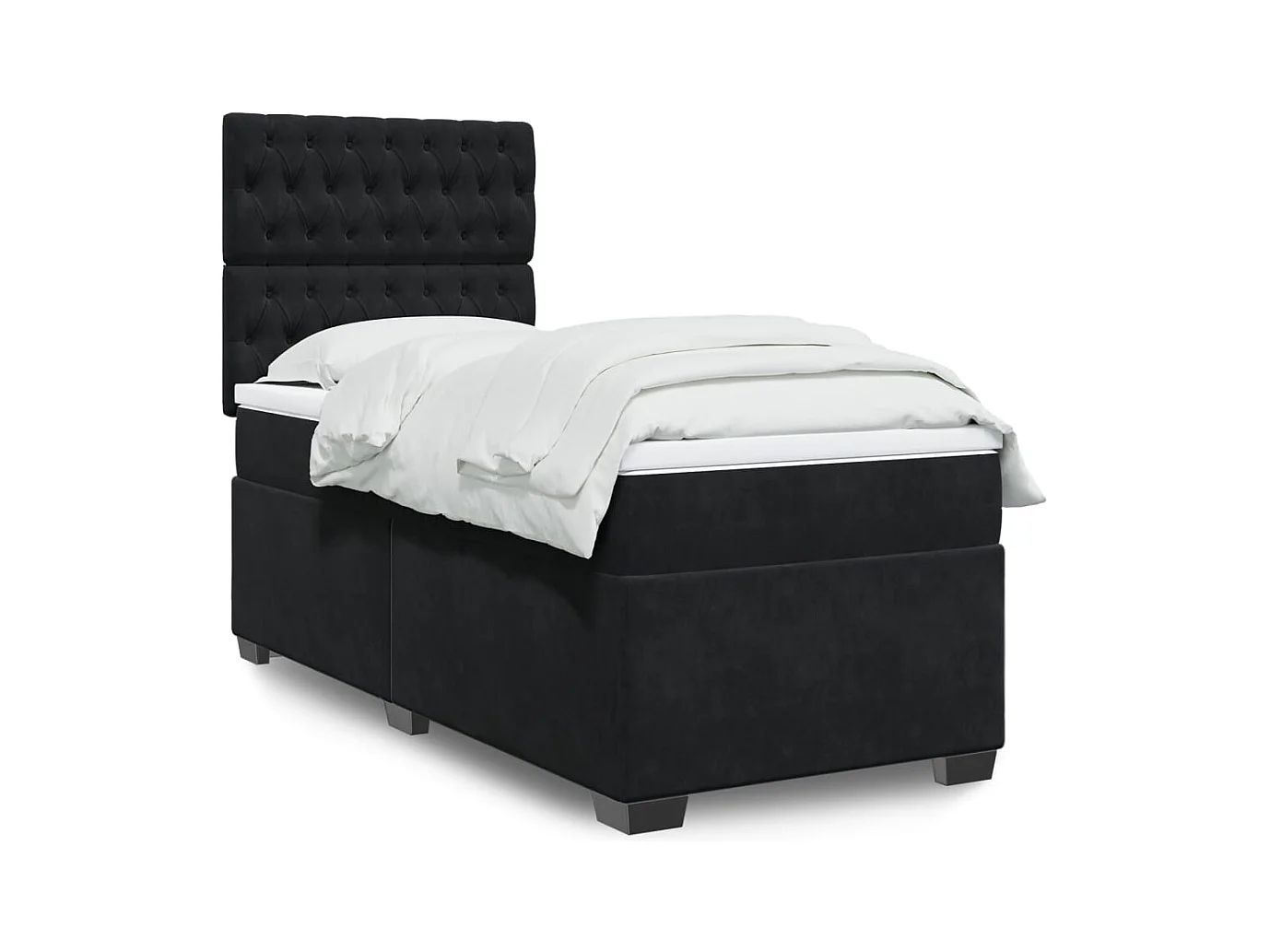 Cama com molas/colchão 80x200 cm veludo preto
