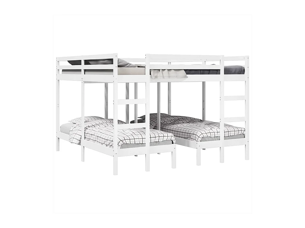 Stapelbed 3-voudig grenenhout wit 200x200/80x200 cm