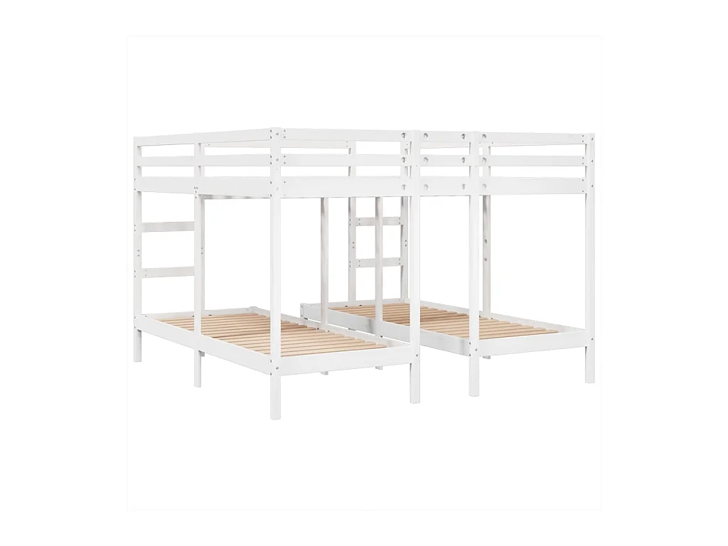 Stapelbed 3-voudig grenenhout wit 200x200/80x200 cm