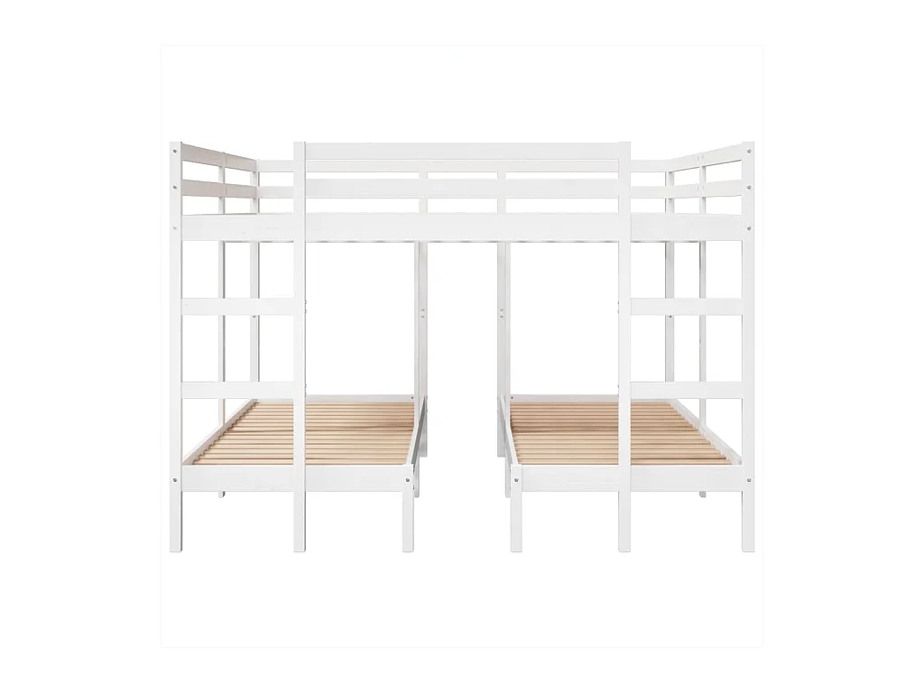Lit superposé triple blanc 200x200/80x200 cm bois de pin massif