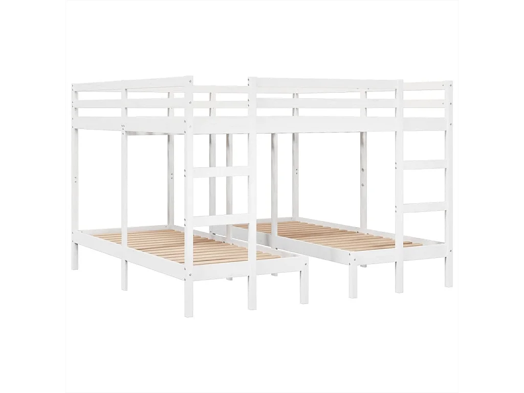 Stapelbed 3-voudig grenenhout wit 200x200/80x200 cm
