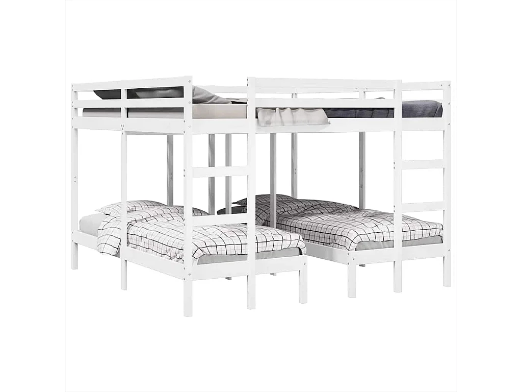 Beliche triplo 200x200/80x200 cm madeira de pinho maciça branco