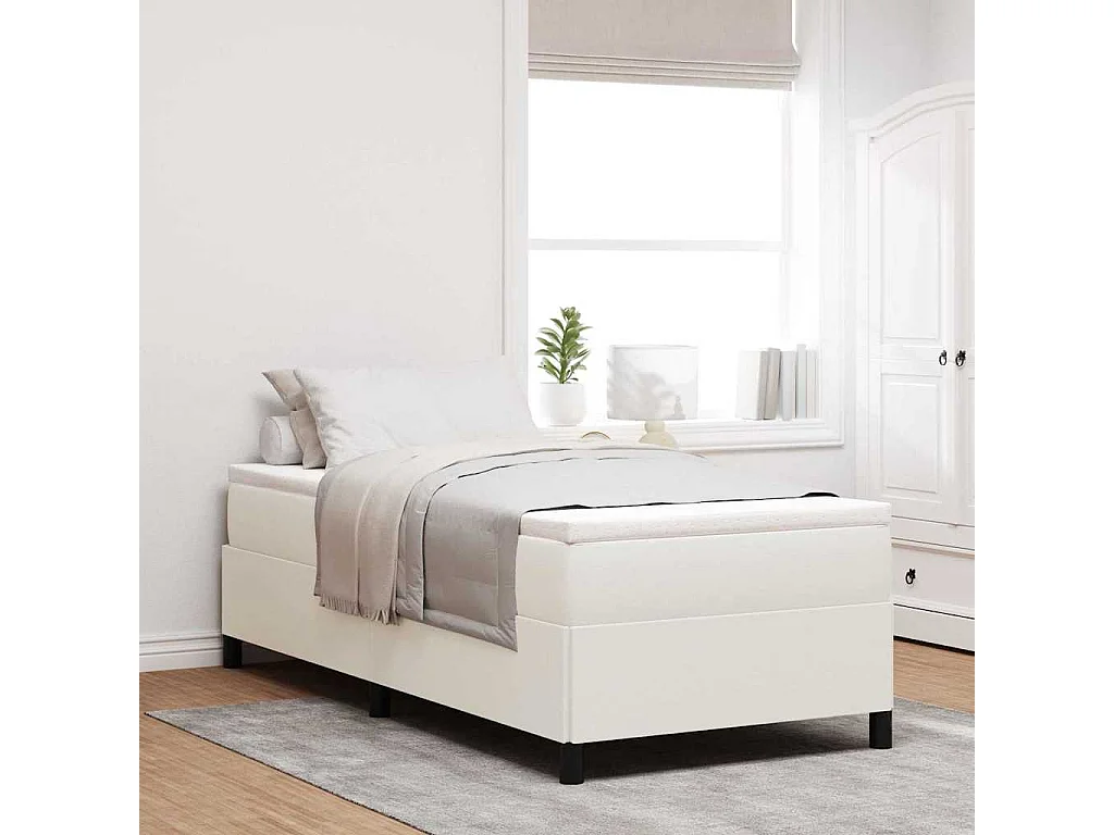 Boxspringbett Creme 80 x 200 cm Cordstoff