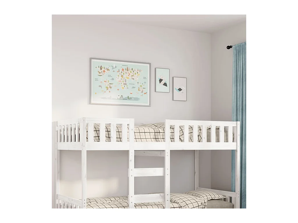 Lit pour enfants sans matelas blanc 75x190cm bois de pin massif