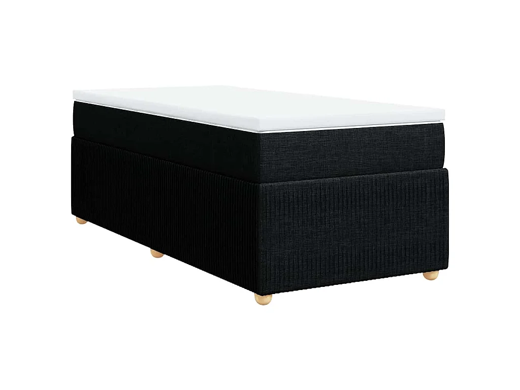 Cama box spring con colchón tela negro 80x200 cm