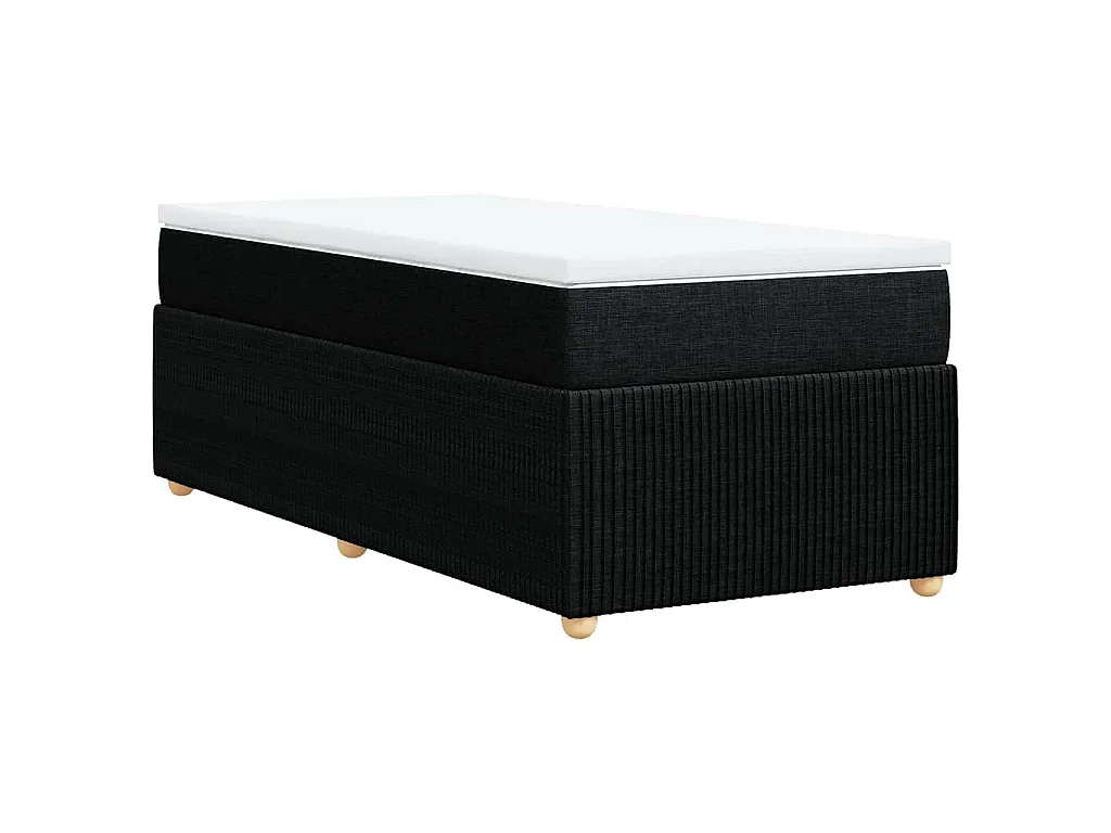 Cama box spring con colchón tela negro 80x200 cm
