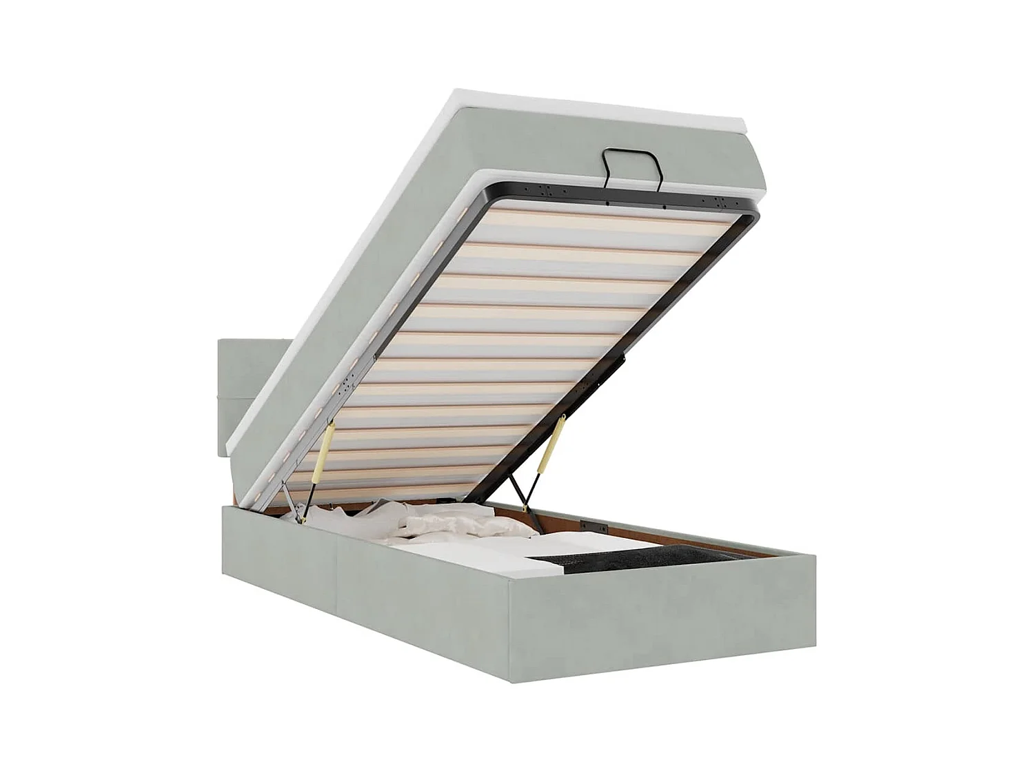 Cadre de lit ottoman avec matelas gris clair 80x200 cm velours