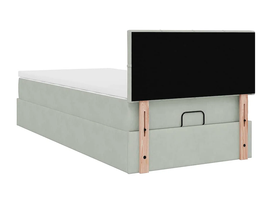 Cadre de lit ottoman avec matelas gris clair 80x200 cm velours