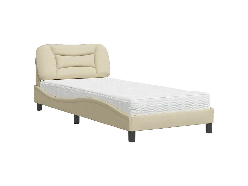 Bett mit Matratze "Hvar" Creme 80x200 cm Stoff
