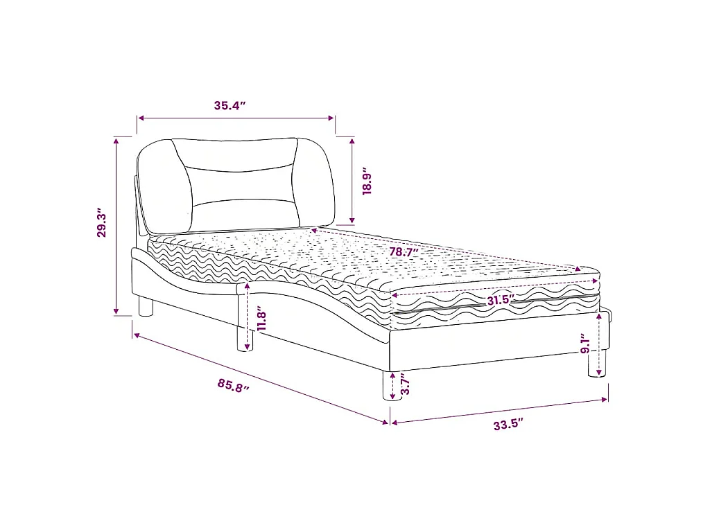 Bett mit Matratze "Hvar" Creme 80x200 cm Stoff