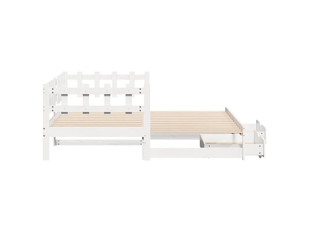 Tagesbett Ausziehbar mit Schubladen ohne Matratze Weiß 80x200cm