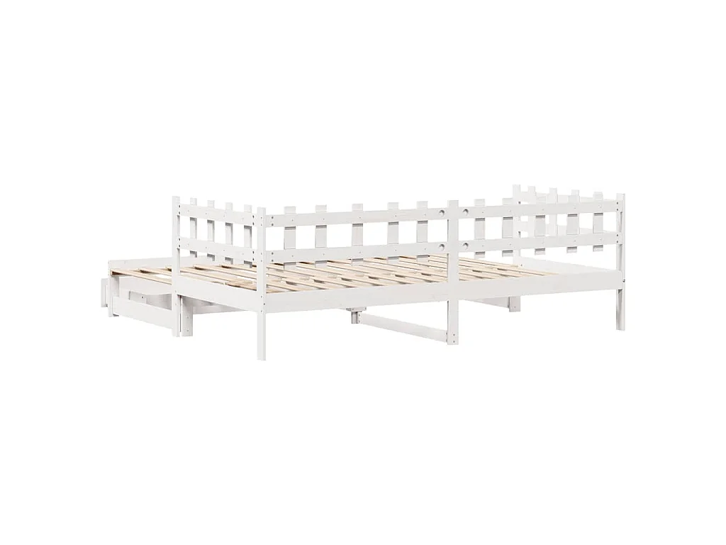 Tagesbett Ausziehbar mit Schubladen ohne Matratze Weiß 80x200cm