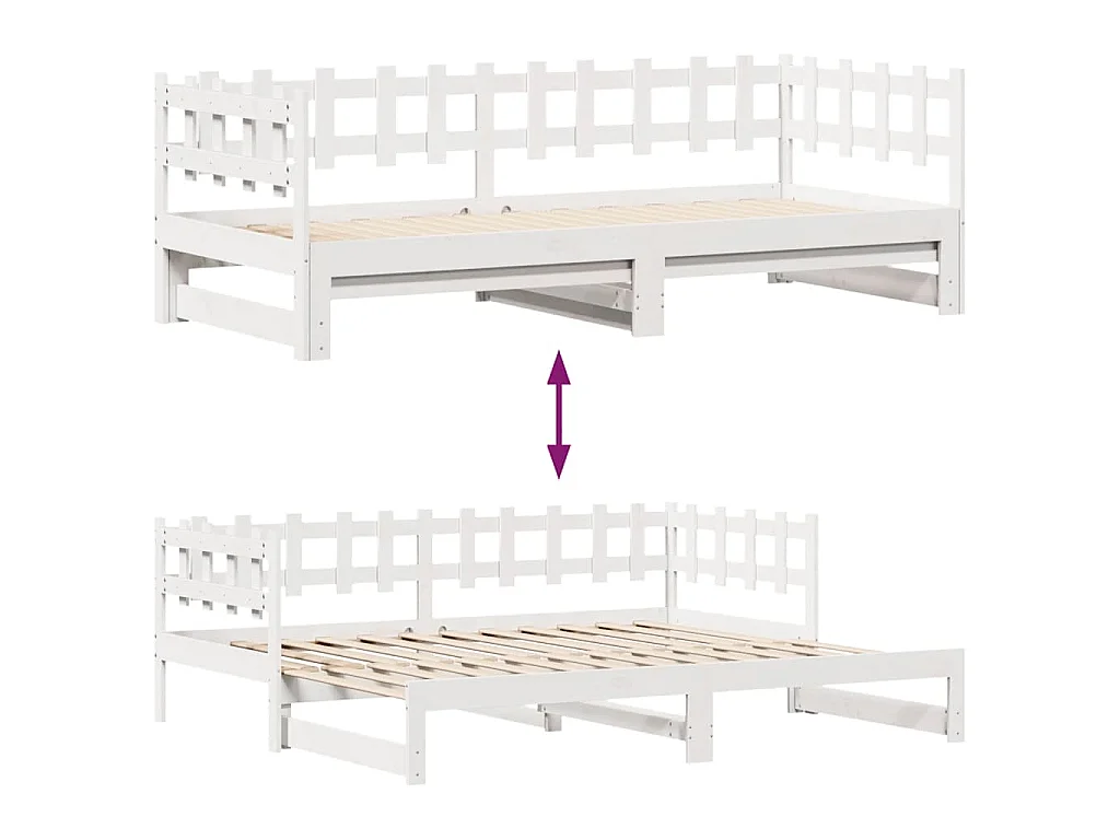 Tagesbett Ausziehbar mit Schubladen ohne Matratze Weiß 80x200cm