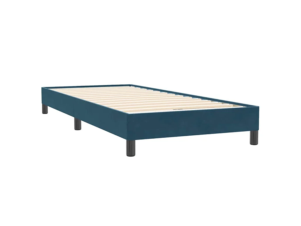 Cama box spring con colchón terciopelo azul oscuro 80x220 cm