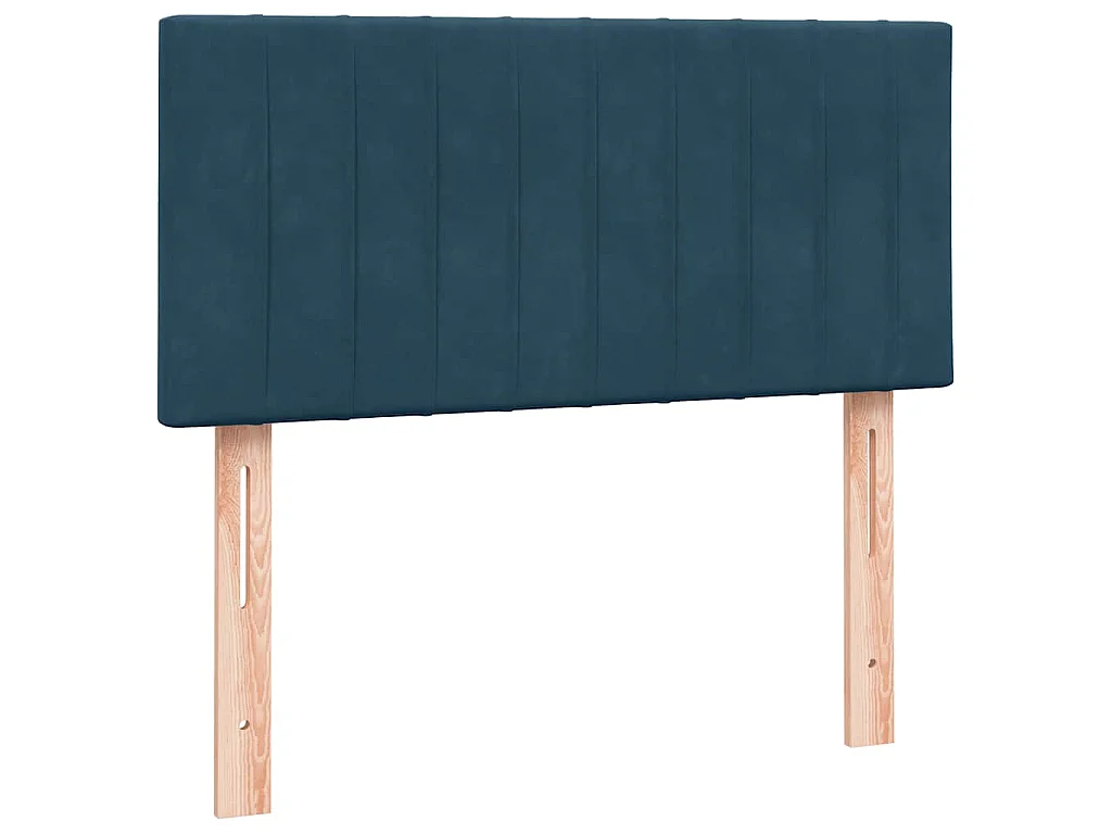 Cama box spring con colchón terciopelo azul oscuro 80x220 cm