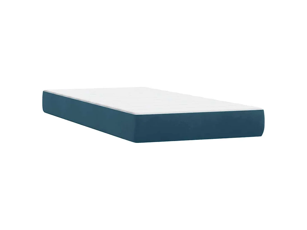 Cama box spring con colchón terciopelo azul oscuro 80x220 cm