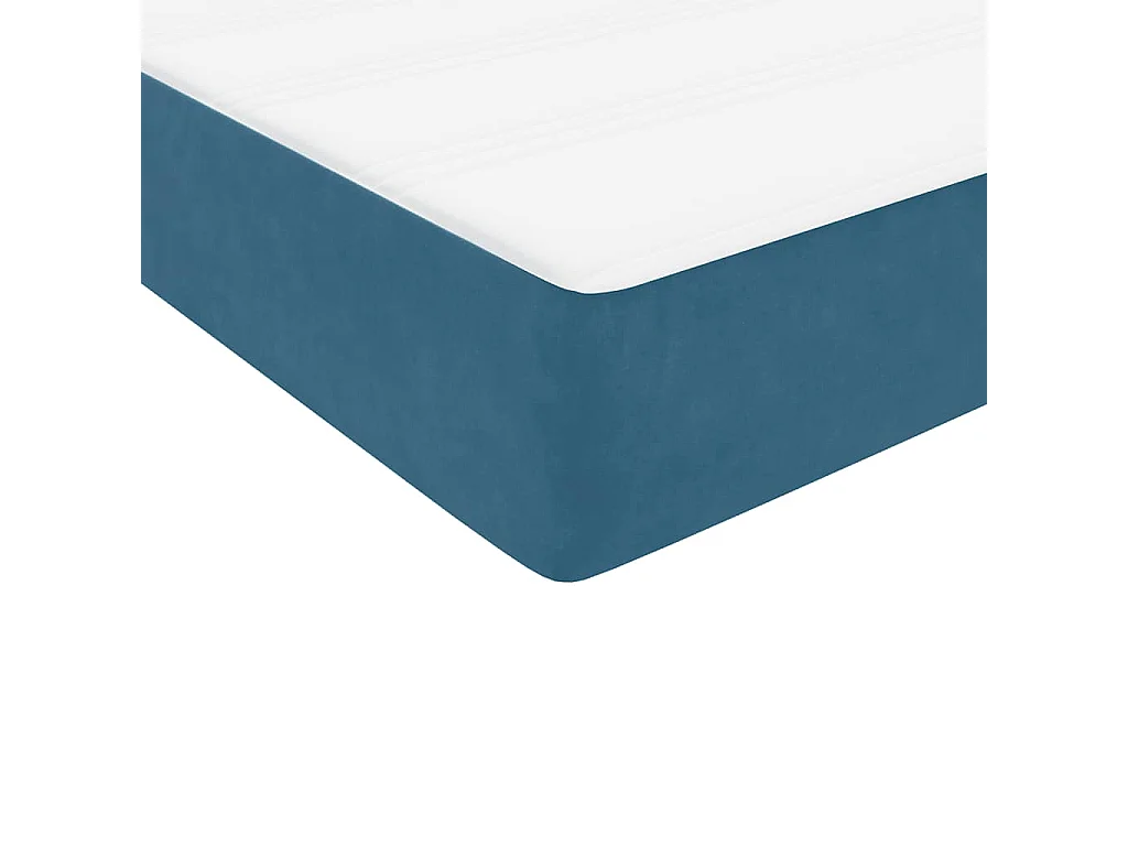 Cama box spring con colchón terciopelo azul oscuro 80x220 cm