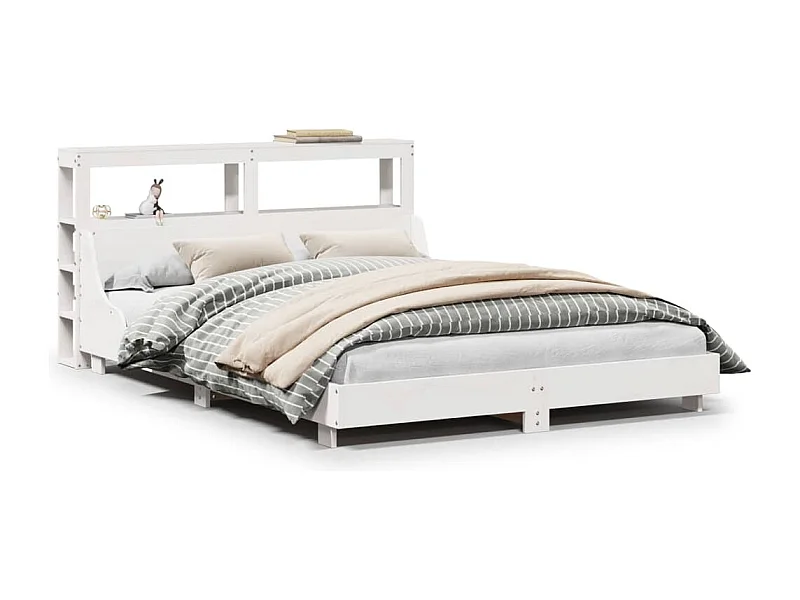 Cadre de lit sans matelas blanc 135x190 cm bois de pin massif