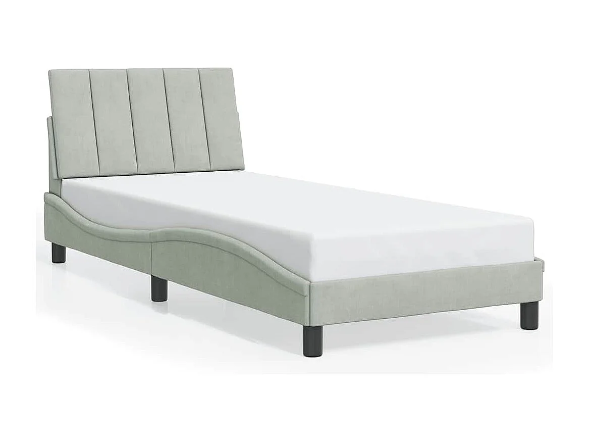 Cadre de lit sans matelas Hanko gris clair 80x200 cm velours