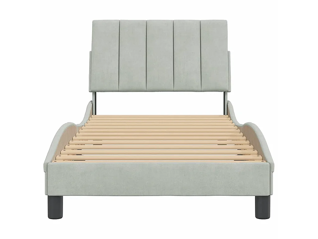 Cadre de lit sans matelas Hanko gris clair 80x200 cm velours