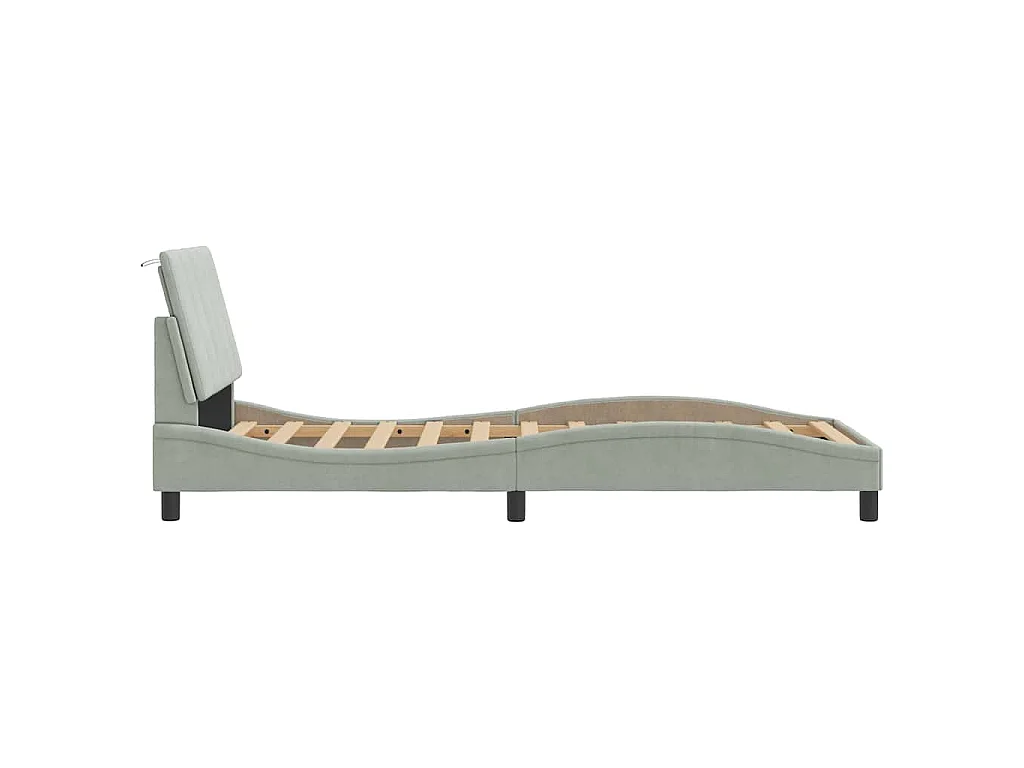 Cadre de lit sans matelas Hanko gris clair 80x200 cm velours