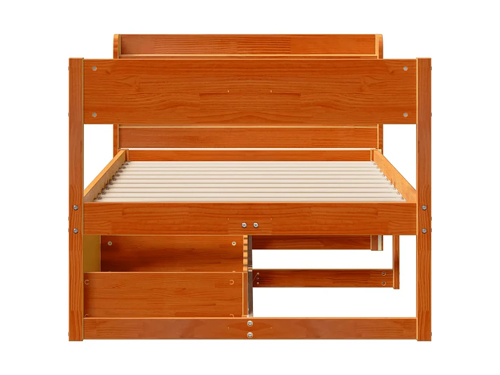 Bedframe zonder matras massief grenenhout wasbruin 75x190 cm