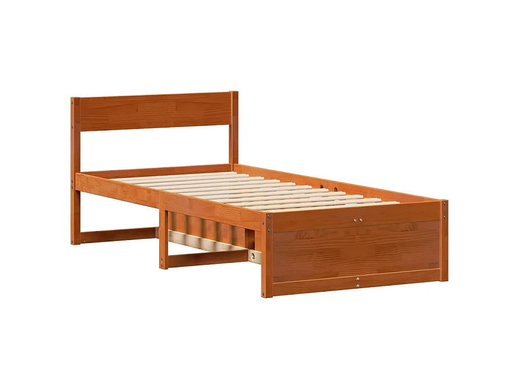 Bedframe zonder matras massief grenenhout wasbruin 75x190 cm