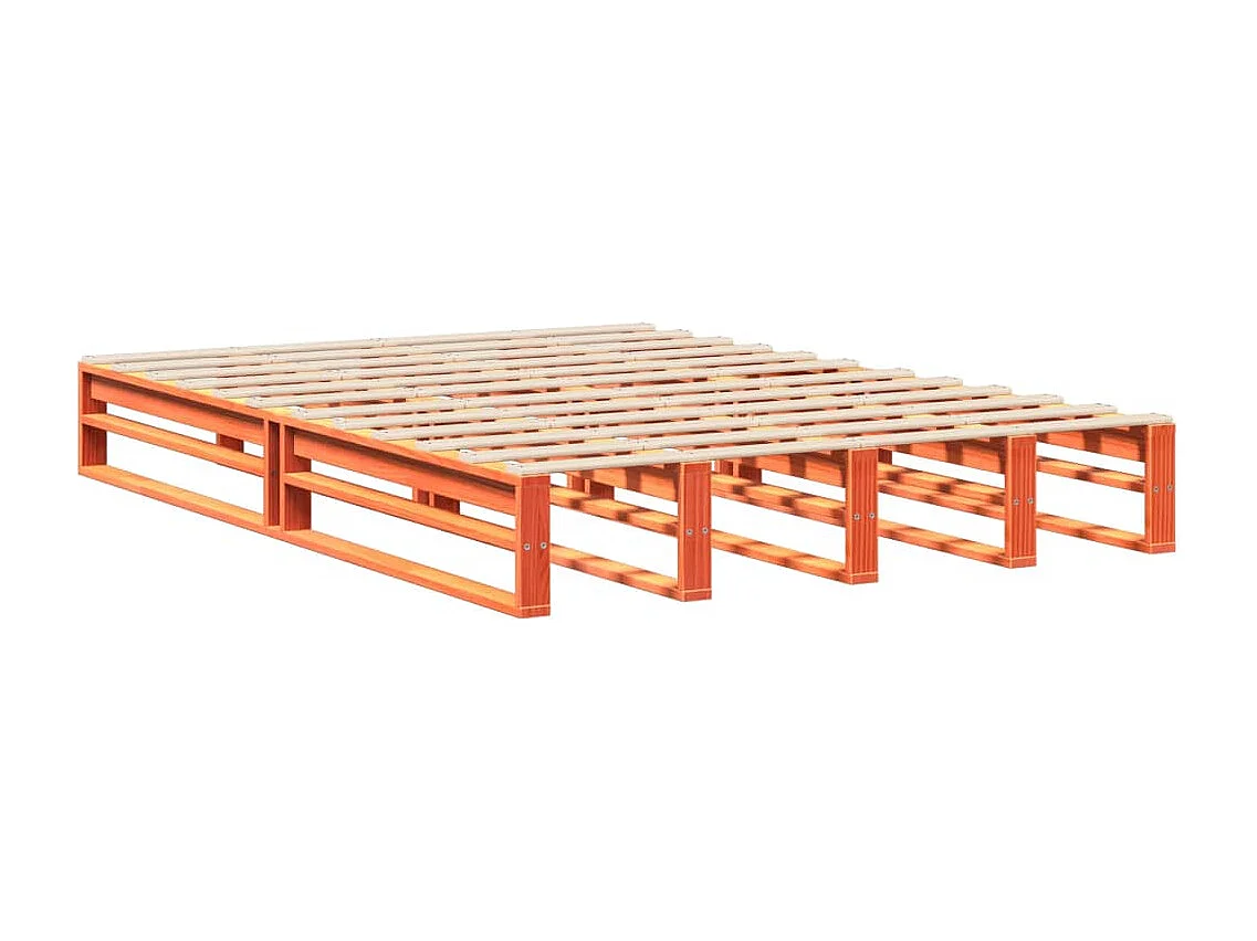 Massivholzbett ohne Matratze Wachsbraun 135x190 cm Kiefernholz