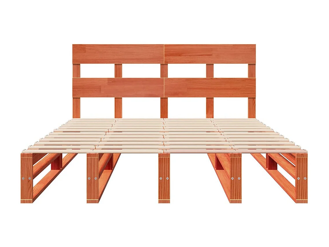 Massivholzbett ohne Matratze Wachsbraun 135x190 cm Kiefernholz