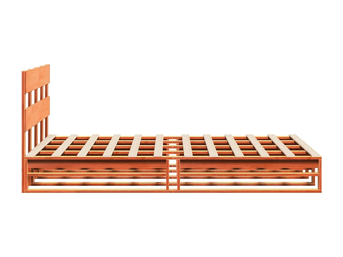 Massivholzbett ohne Matratze Wachsbraun 135x190 cm Kiefernholz