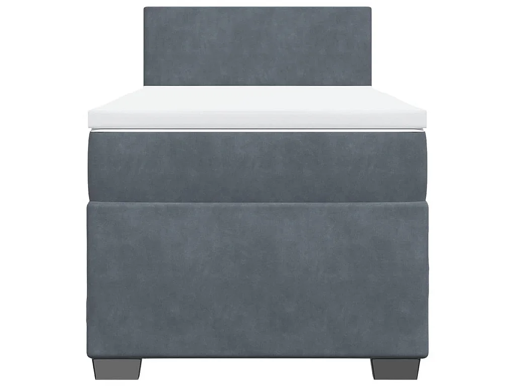 Cama box spring con colchón terciopelo gris oscuro 80x200 cm