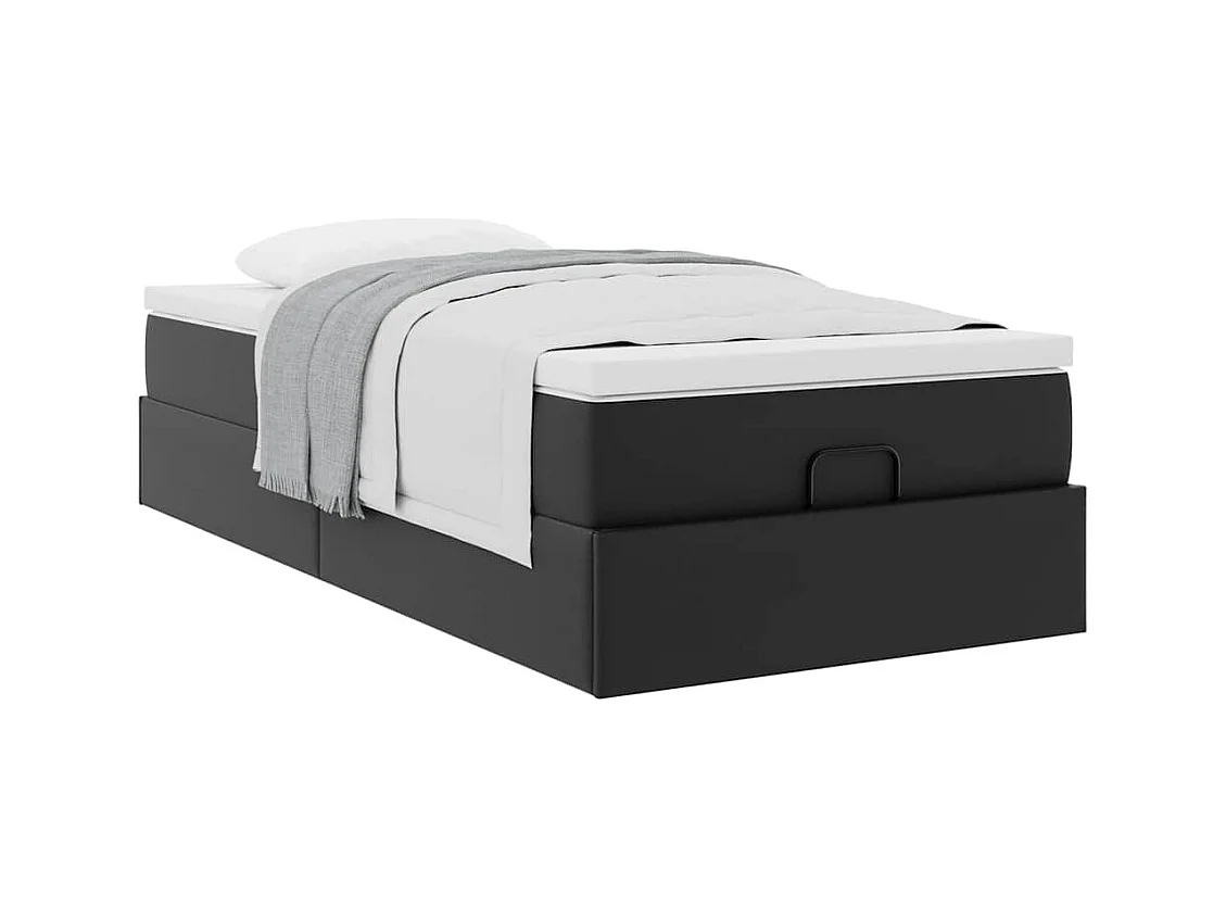 Ottoman bed met matras 80x200cm kunstleer zwart