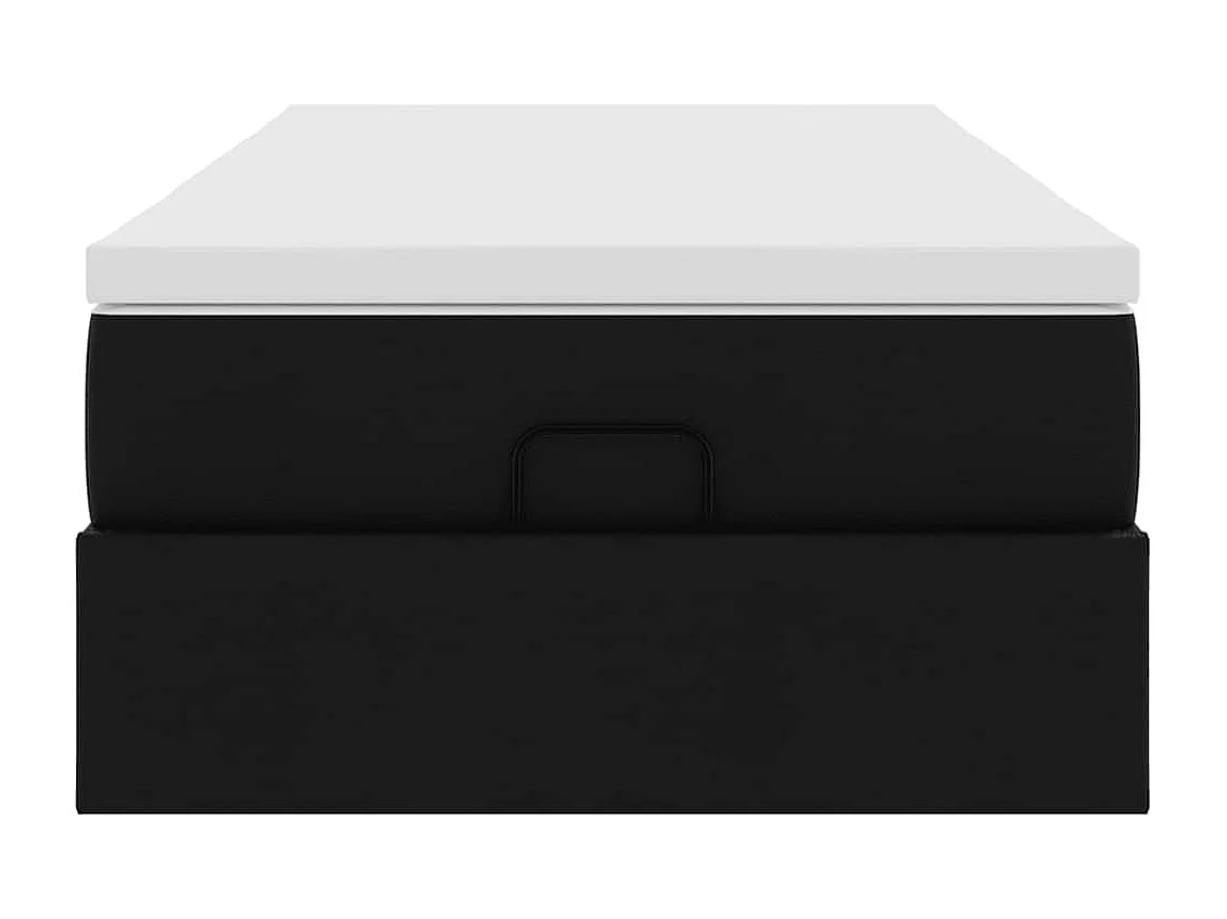 Ottoman-Bett mit Matratze Schwarz 80x200 cm Kunstleder