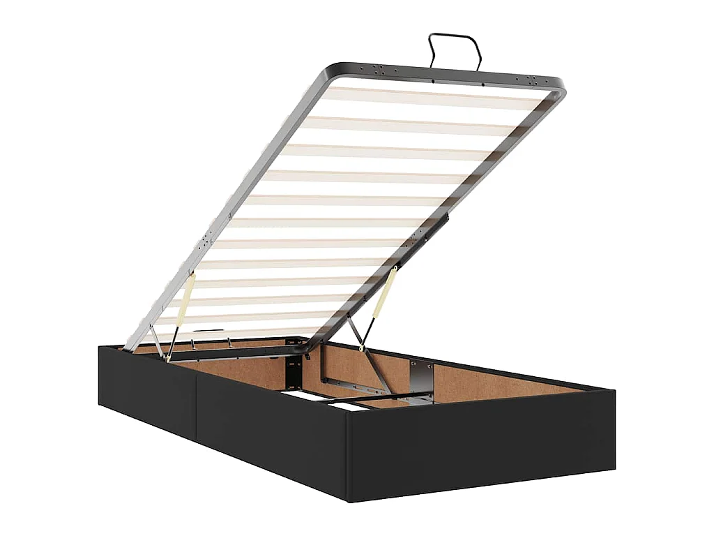 Estructura cama otomana colchón cuero sintético negra 80x200cm