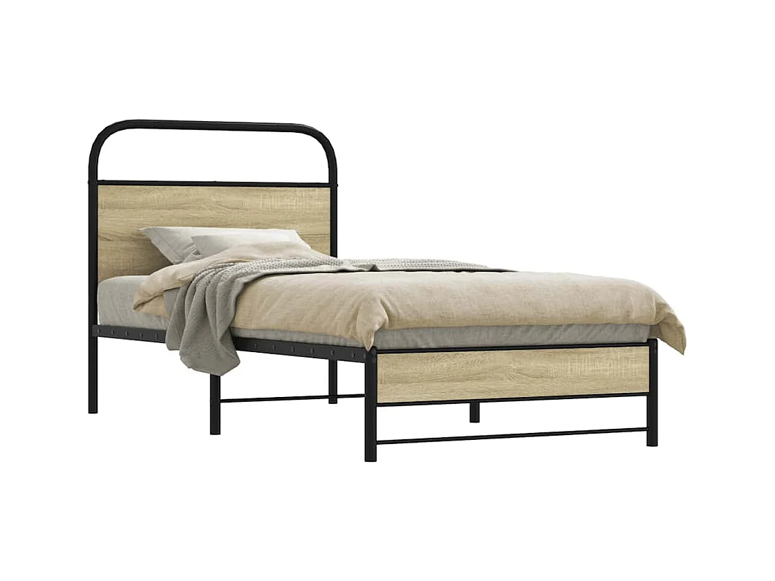 Cadre de lit sans matelas 75x190cm chêne sonoma bois ingénierie